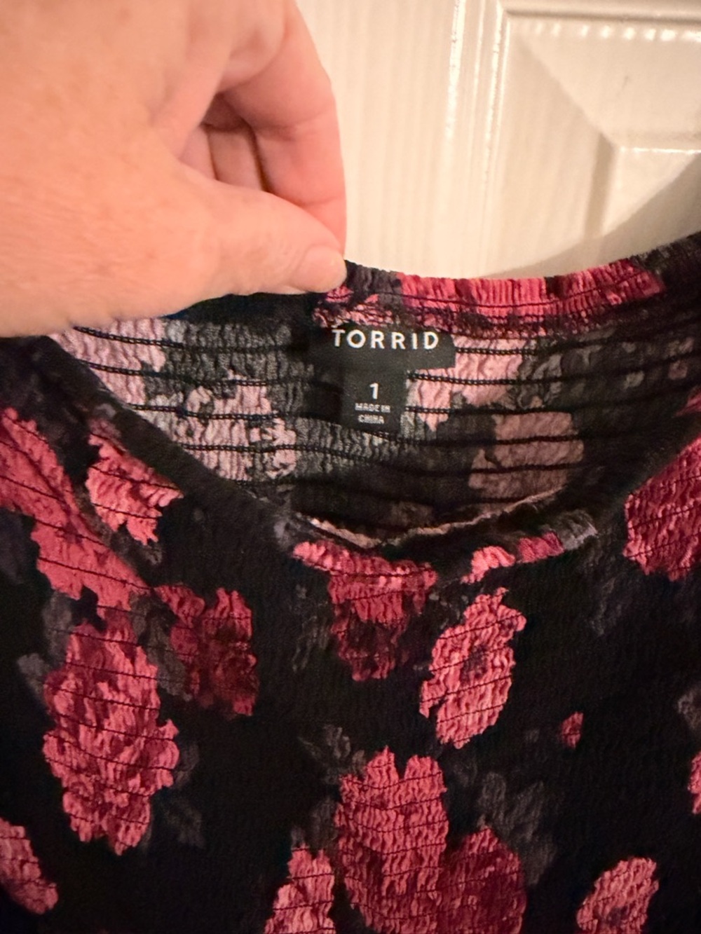 Torrid off the shoulder Black Midi Dress with Pink Floral Print - Picture 2 of 2